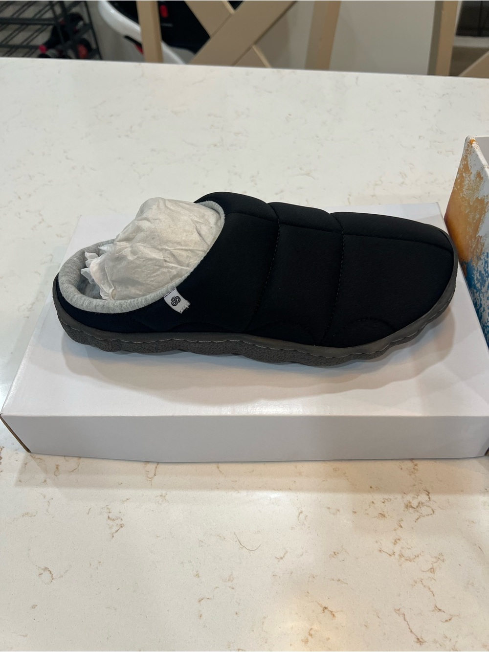 Clarks Black Quilted Slip-On Mules